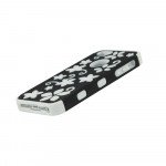 Wholesale iPhone 5 5S Flower Hard Hybrid Case (Black-White)